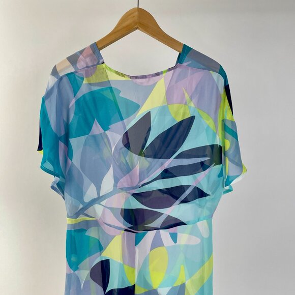 La Vie En Rose Flowy Swimsuit Beach Coverup Blue Yellow Purple, Size S - Picture 5 of 9